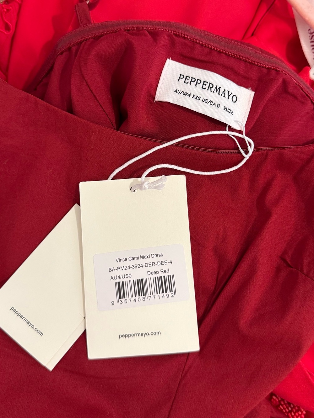 peppermayo vince cami maxi dress in red - Picture 9 of 9